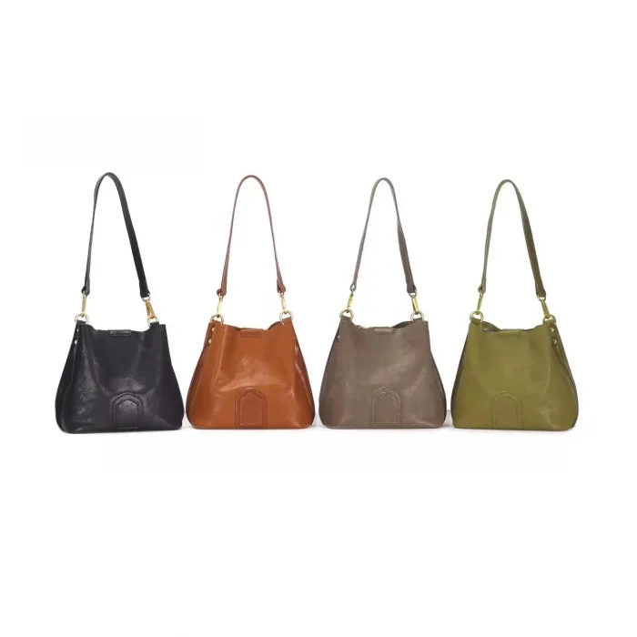 Handmade Vegetable-Tanned Leather Shoulder & Crossbody Bag front view