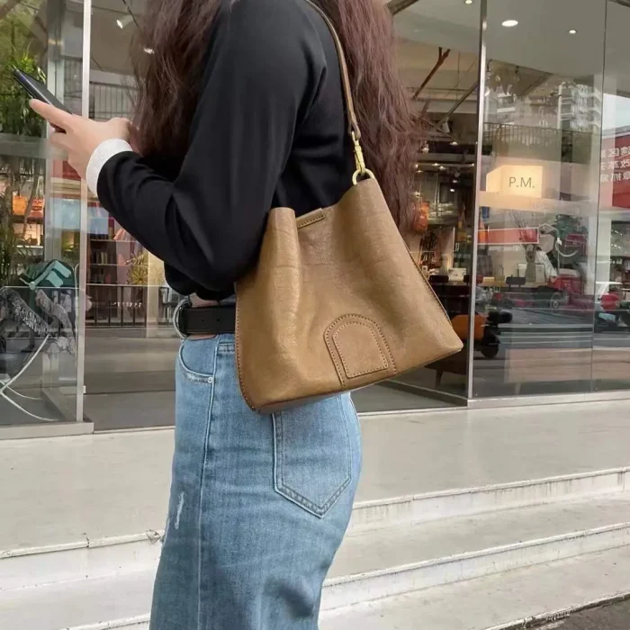 Handmade Vegetable-Tanned Leather Shoulder & Crossbody Bag – Elegant, Versatile & Durable | SYMONHO