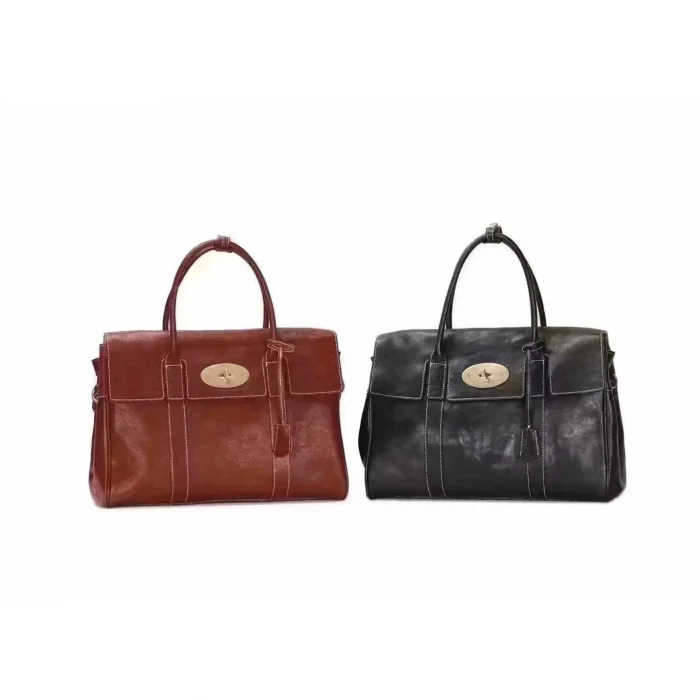 Classic Handcrafted Vegetable-Tanned Leather Women’s Business Bag
