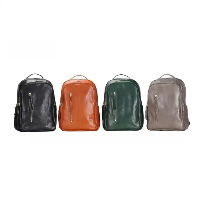 Handmade Vegetable-Tanned Leather Backpack – Stylish Daily Commuter & Travel Bag, Fits 16” Laptop, Multiple Pockets