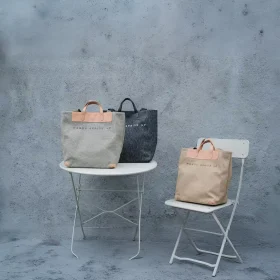Handmade Canvas Tote Bag with Vegetable-Tanned Leather – Large Capacity, Shoulder & Handheld Work and Travel Bag