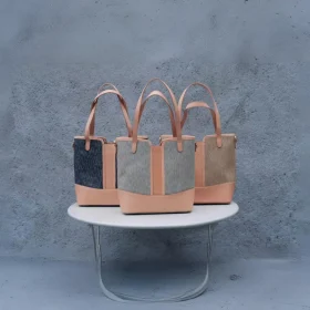 Creative Design Convertible Tote Bag | Cotton Canvas & Full-Grain Vegetable-Tanned Leather