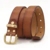 Vintage Solid Brass Belt – Handmade Full Grain Leather, Classic Women’s Jeans Accessory