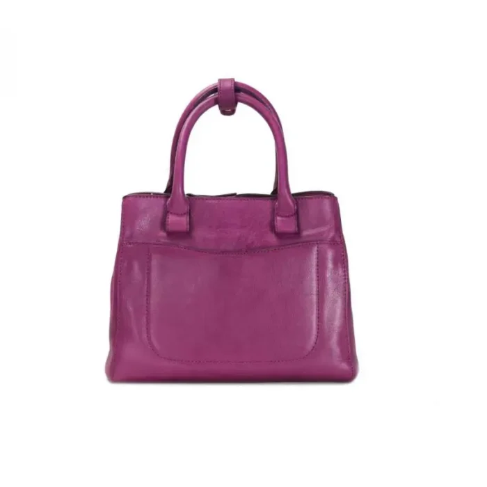 Iris purple leather handbag with canvas accents