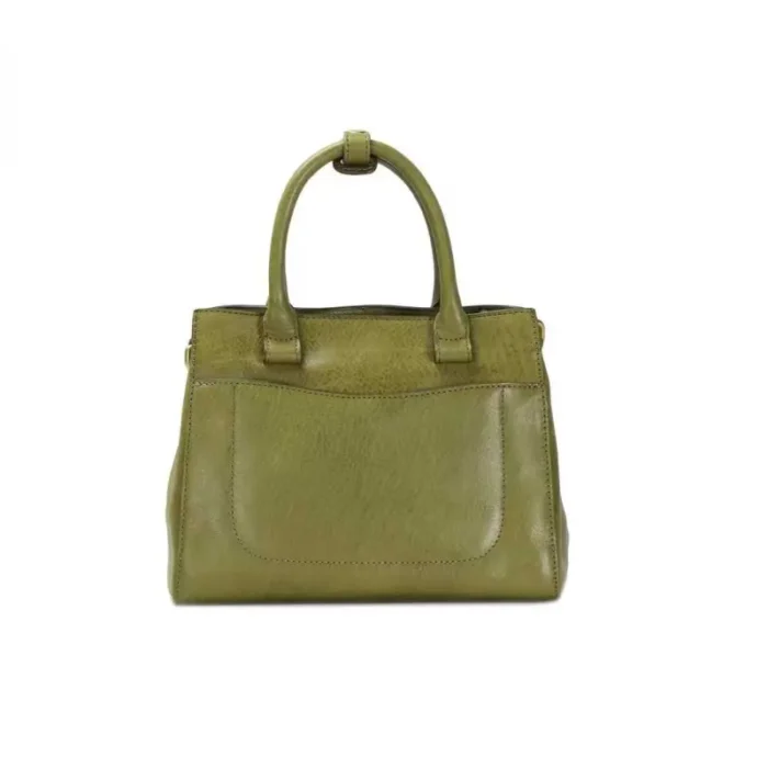 Avocado green handmade leather shoulder bag for women