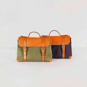 Handmade Vintage Messenger Bag – Canvas and Leather Crossbody for Students
