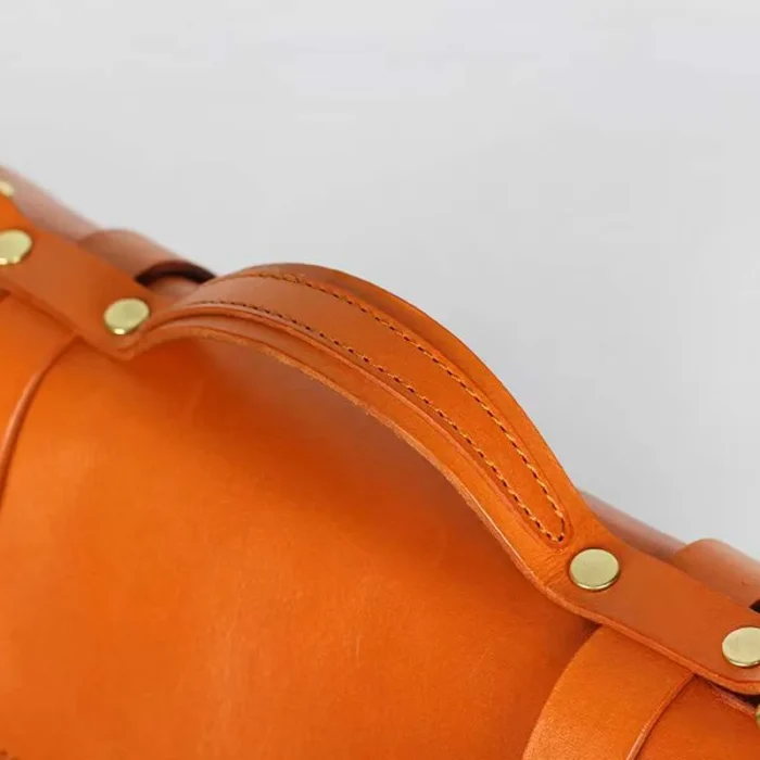 Handmade Vintage Messenger Bag with Leather Top Handle for Students