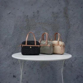Stylish Multi-Way Handbag – Pepper Salt Series Small Tote with Leather Trim | SYMONHO