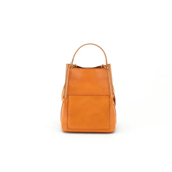 Handcrafted vegetable-tanned leather contrast bag in Sunset Yellow