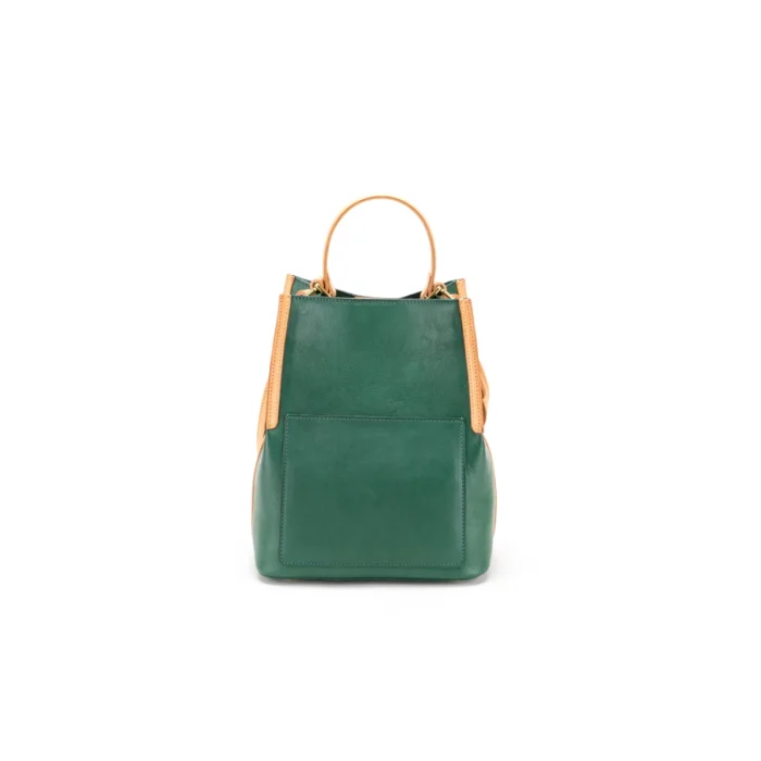 Handcrafted vegetable-tanned leather contrast bag in Ink Green
