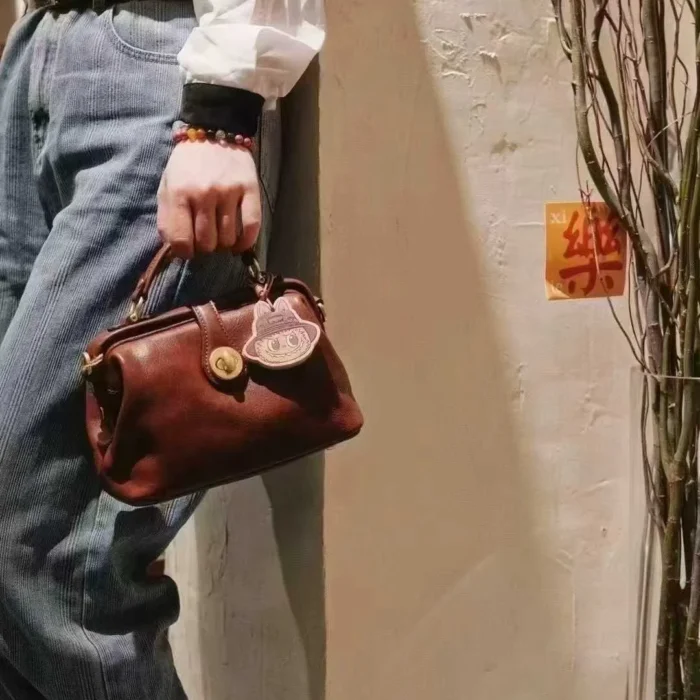 Handcrafted vegetable-tanned leather doctor bag in Dark Brown