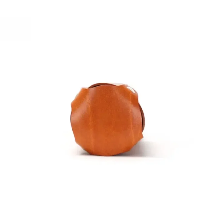 bottom view of vegetable-tanned leather wine holder