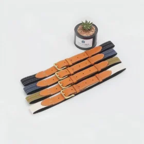 Canvas & Vegetable-Tanned Leather Belt – Handcrafted Colorblock Unisex Couple Style | Vintage & Stylish | SYMONHO