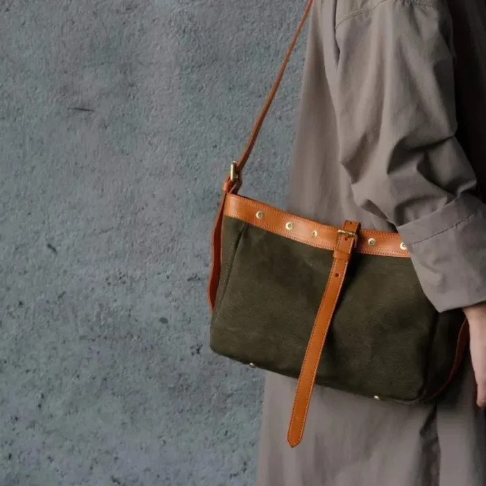 Eco-friendly canvas leather crossbody bag for men and women