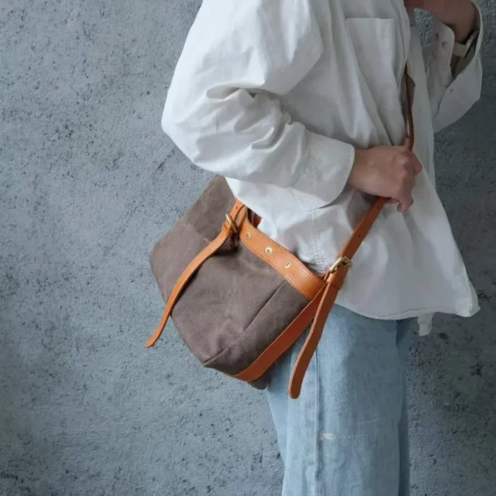 Eco-friendly canvas leather crossbody bag for men and women
