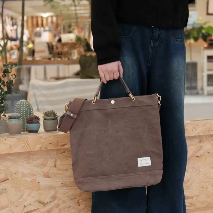 Handmade Vintage Tote Bag in Coffee Brown – Classic casual style