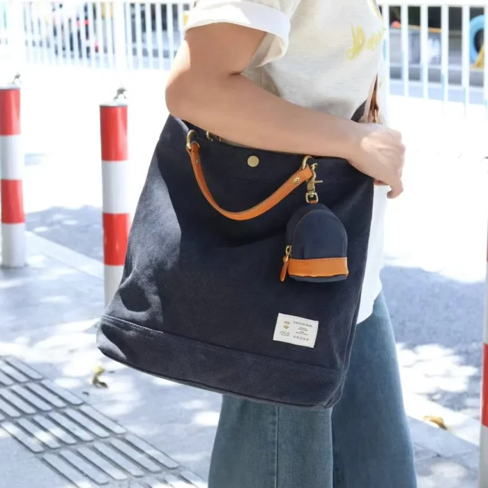 Street style look with Royal Blue Handmade Vintage Tote Bag