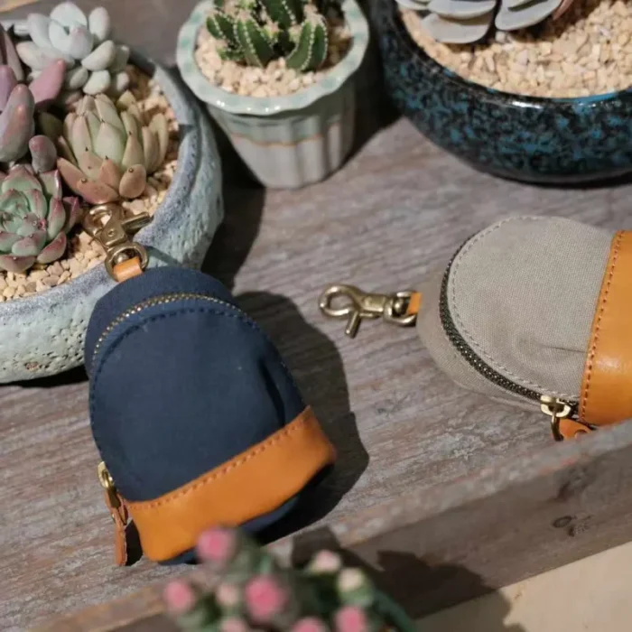 mini backpack keychain navy blue bag charm