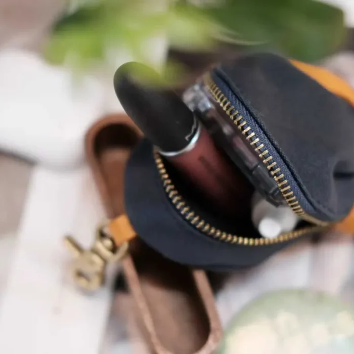 mini backpack keychain navy blue bag charm