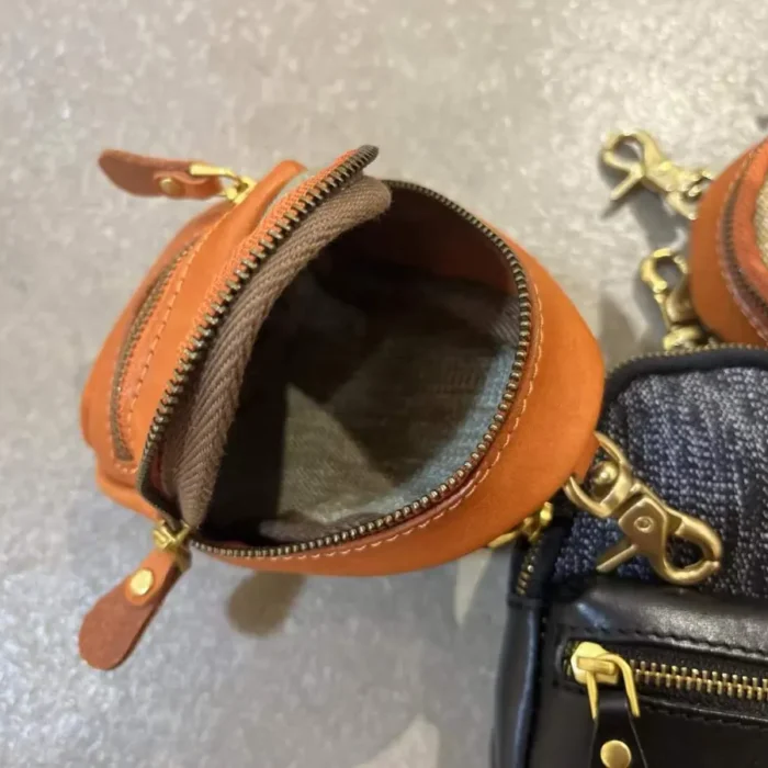 Close-up of brass hardware on Mini Backpack Charm, durable and vintage shine