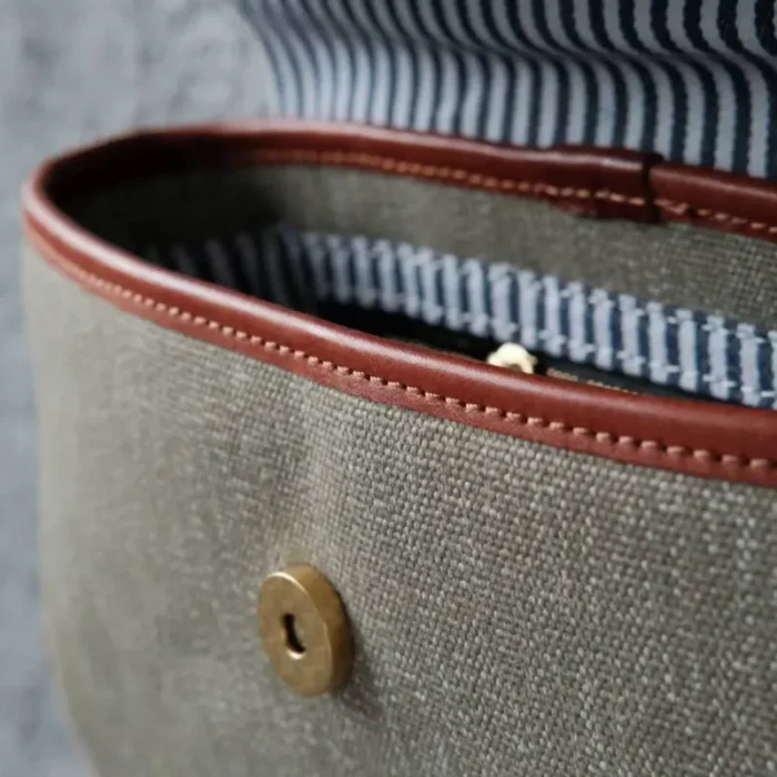 Inside view of the Pepper Salt Canvas Bag, showing internal pockets and capacity