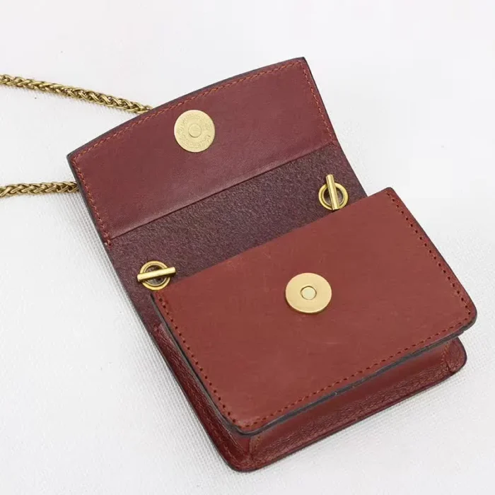 Close-up of the Deep Brown veg-tanned leather, illustrating the rich tone that will develop a unique patina.