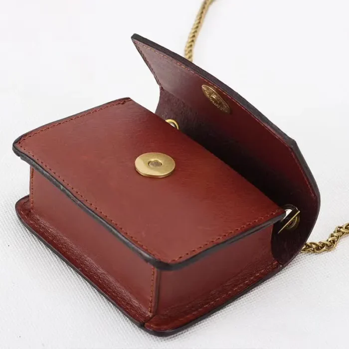 Close-up of the Deep Brown veg-tanned leather, illustrating the rich tone that will develop a unique patina.
