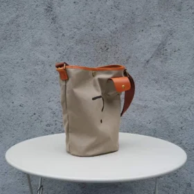 Rugged Leather Canvas Unisex Bucket Bag - Ultimate Commuter & Gym Carryall