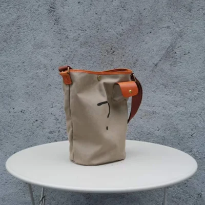 Rugged Leather Canvas Unisex Bucket Bag - Ultimate Commuter & Gym Carryall