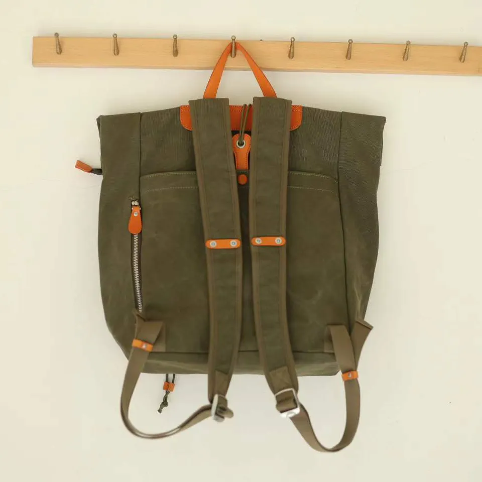 Essential Roll Top Canvas Outdoor Backpack for Camping & Travel