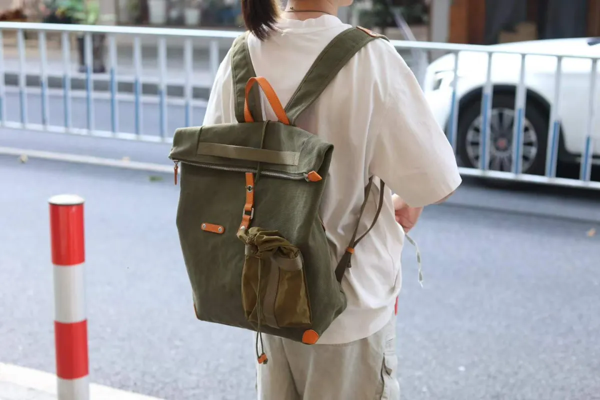 Essential Roll Top Canvas Outdoor Backpack for Camping & Travel - Image 10