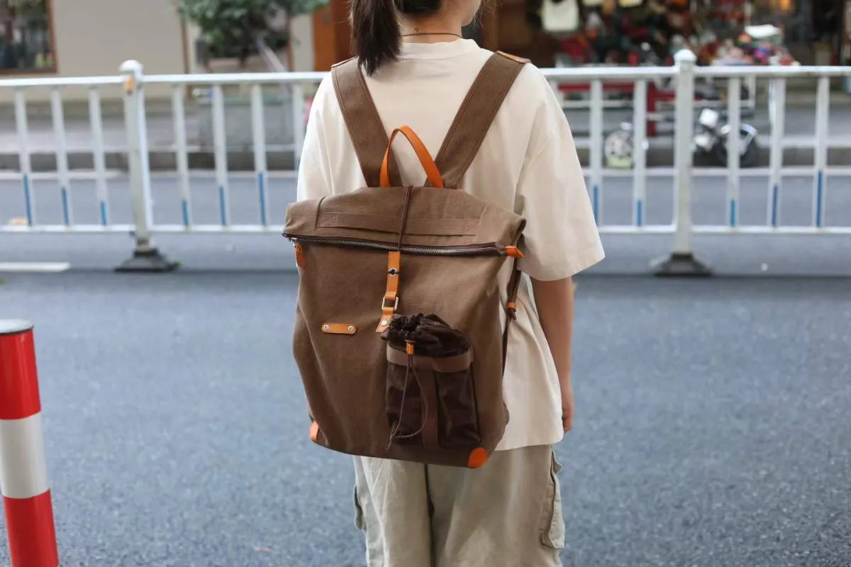 Essential Roll Top Canvas Outdoor Backpack for Camping & Travel - Image 12