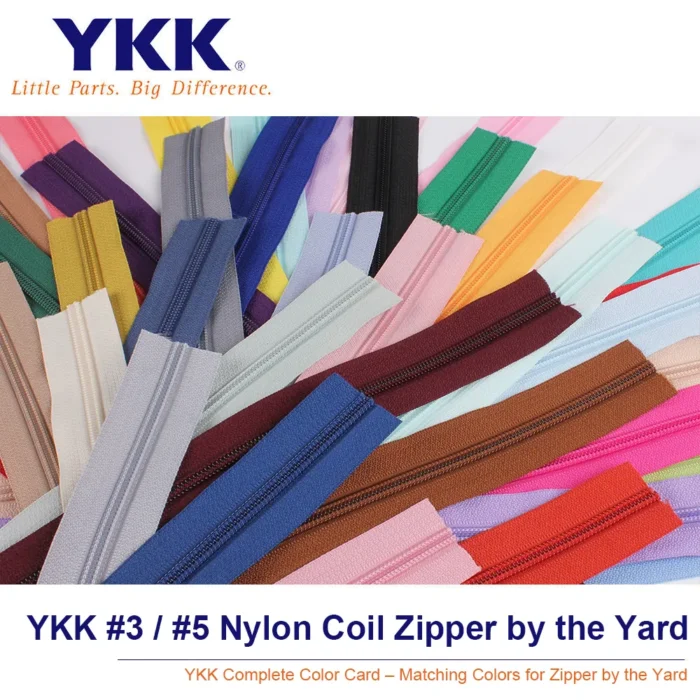YKK #3 / #5 Nylon Coil Zipper by the Yard for Handmade Bags